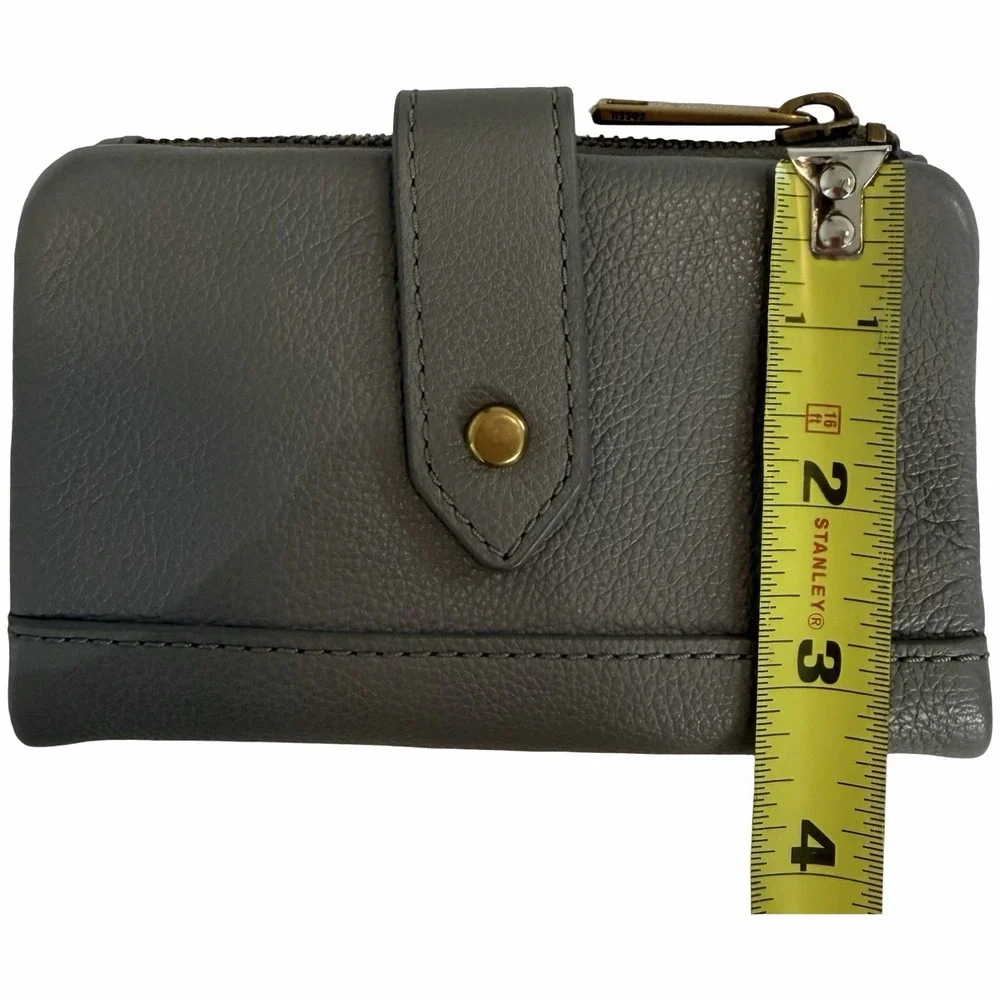 Fossil Lainie Bifold Pebbled Leather Compact‎ Small Card Wallet in Gray NWOT
